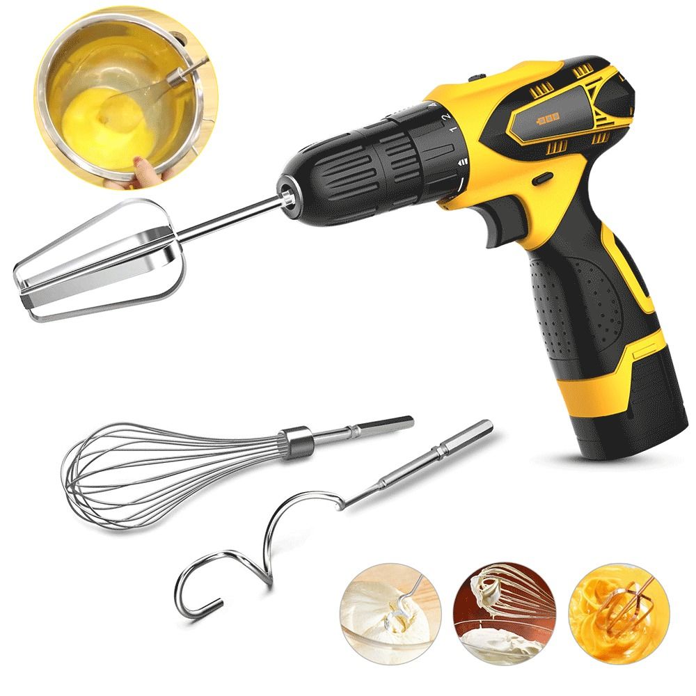 Hand Mixer Electric - Roestvrijstalen eierkloppermixer, vervangbaar, multifunctioneel eierbakgereedschap, duurzame