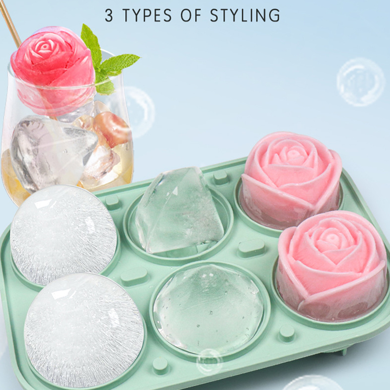 Kitchen Appliances And Utensils - 3D Rose Diamond Ronde Ijsblokjesvormen 4/6
