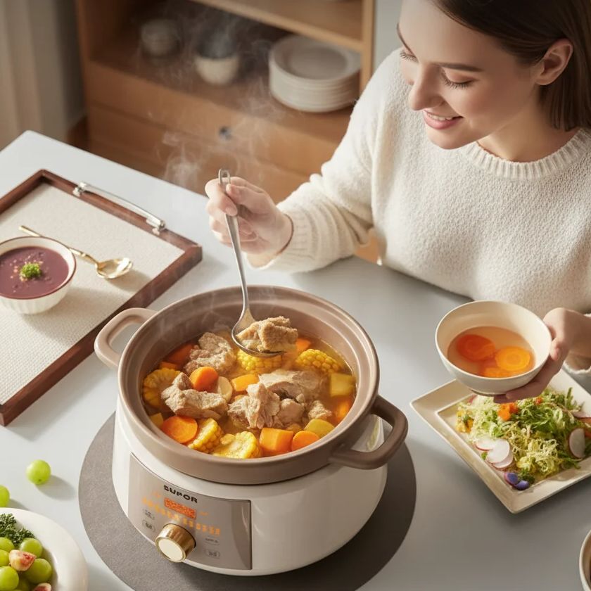 Slow Cooker Ceramic - 4L keramische huishoudelijke elektrische slowcooker multifunctionele